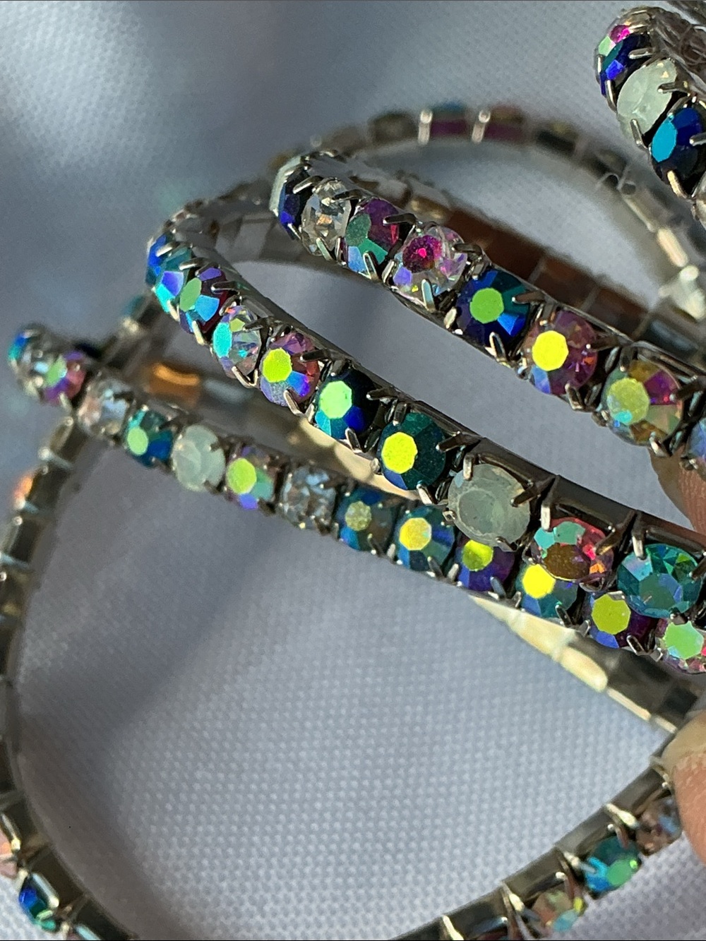 ★ Aurora Borealis Rhinestone Stretch Bracelets Stack Set Sparkly - Picture 3 of 3